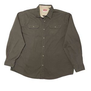 Wrangler Premium Quality Button-Up Shirt Men's Size XL Cocoa Long Sleeve Cotton